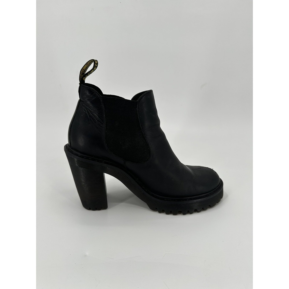 Dr Martens Hurston High Heeled Booties Womens 8 US Black Smooth Leather Boots - Picture 6 of 12